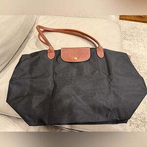 Longchamp Black and Brown Tote Bag
